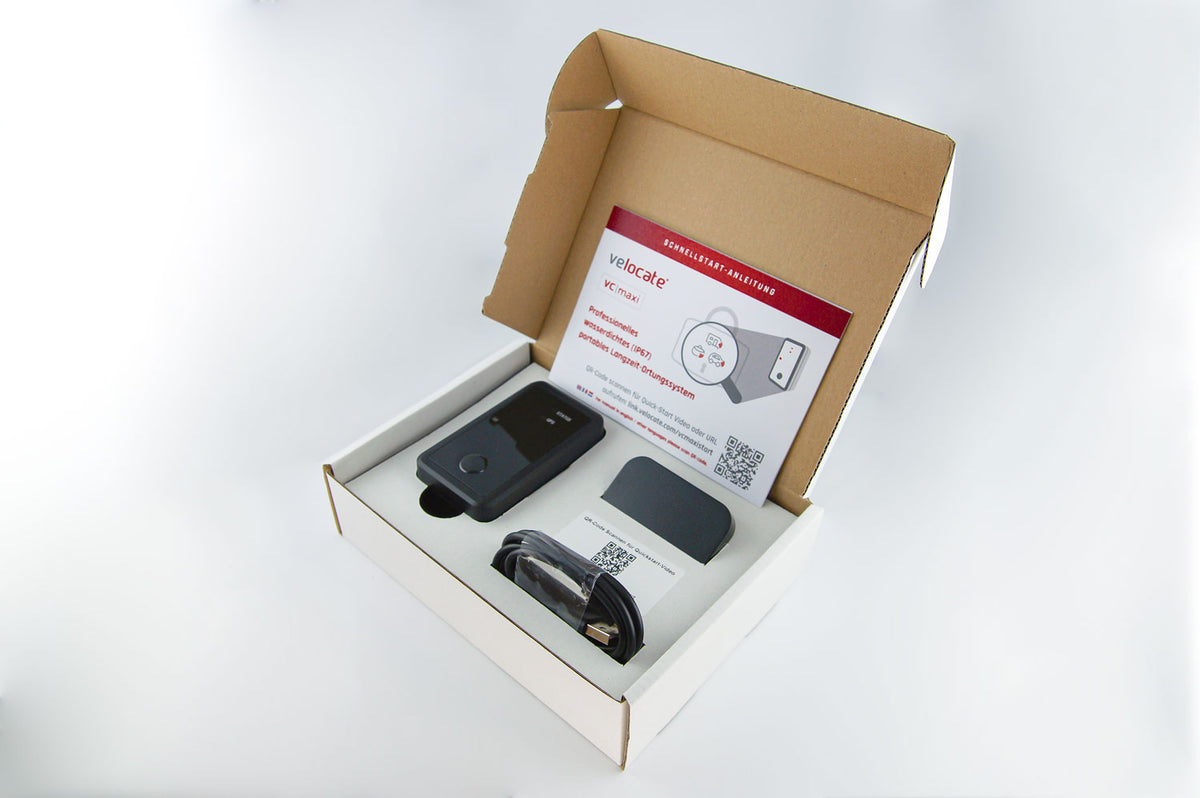 velocate vc|maxi mit Lifetime Lizenz -Langzeit-GPS-Tracker  für bewegliche Assets wie Fahrzeuge, Anhänger, Gepäck